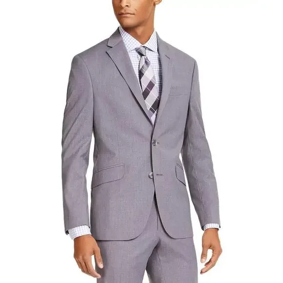 Kenneth Cole Slim-Fit Techni-Cole Stretch Suit Jacket Light Gray Tic 44S NWT